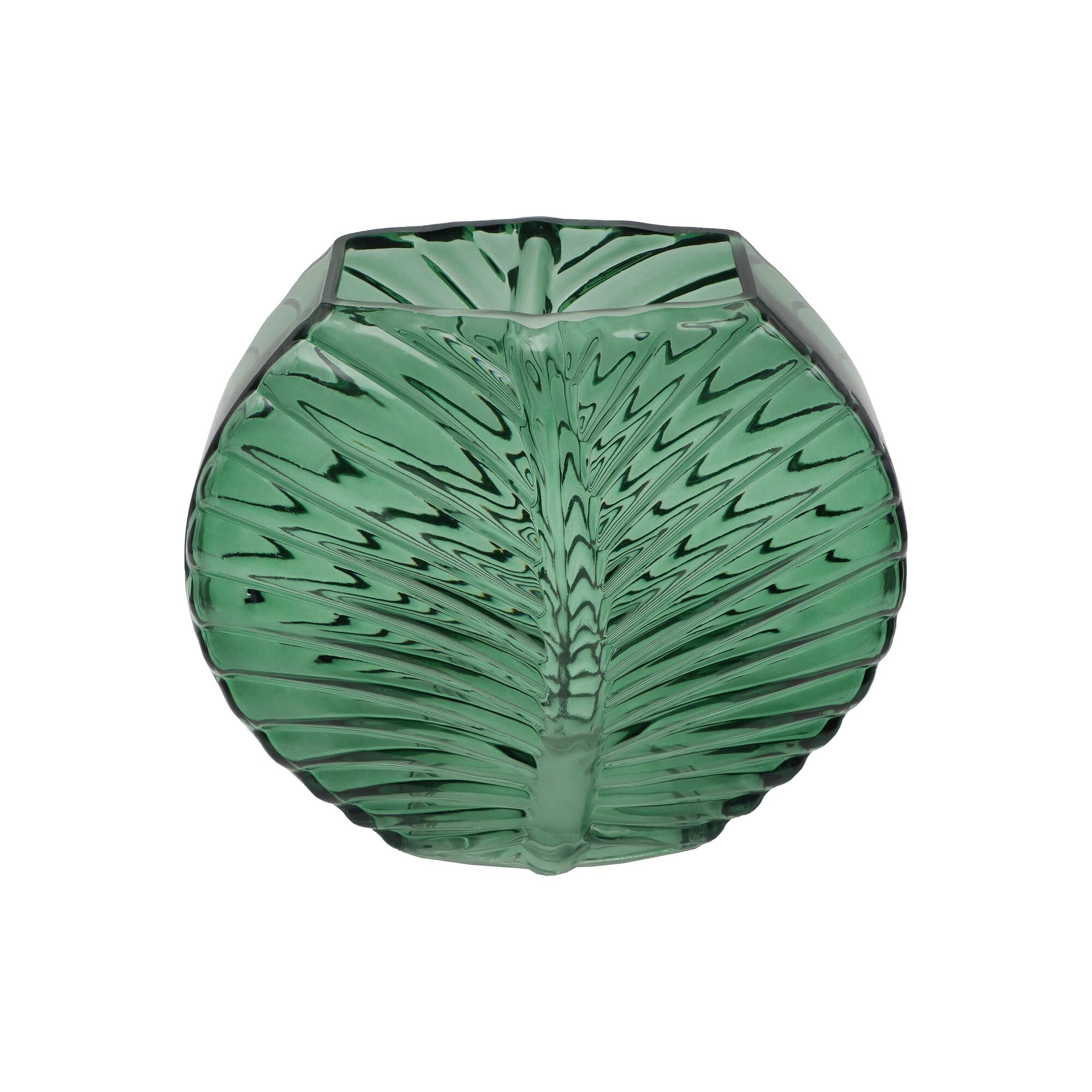 9.75" Green Flat Glass Leaf Vase by Ashland®